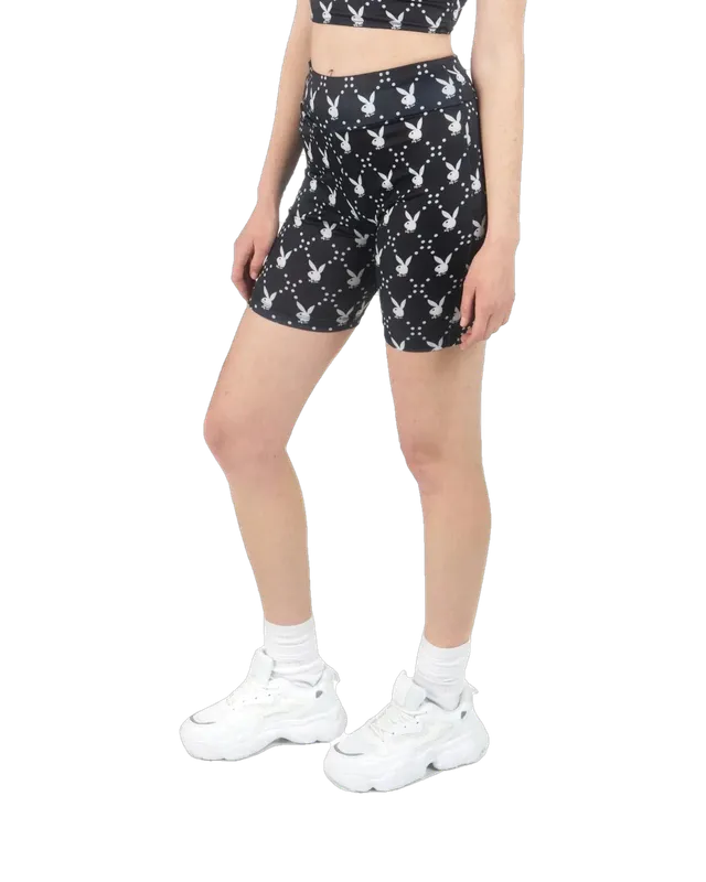 Playboy Rabbit Head Pantaloncino Biker nero elastico