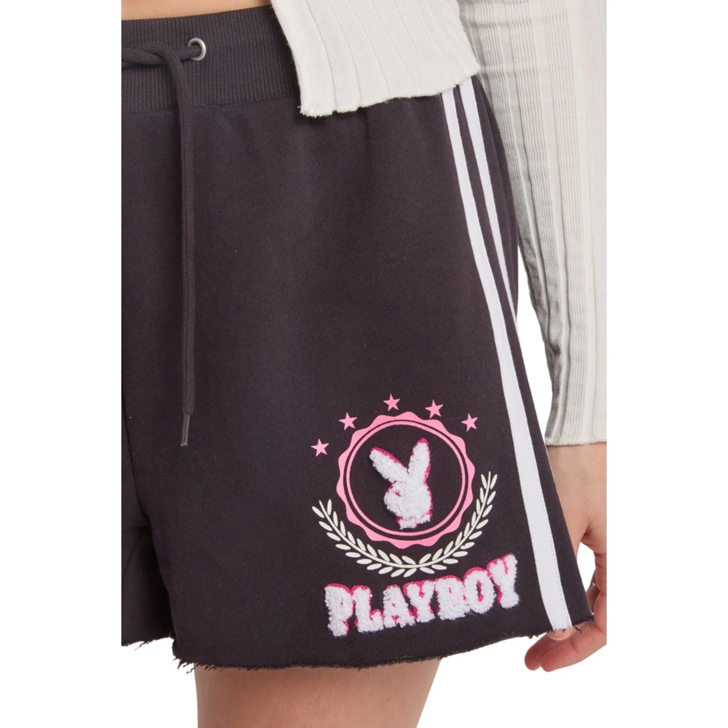 Playboy Varsity Shorts onyx cotone righe laterali
