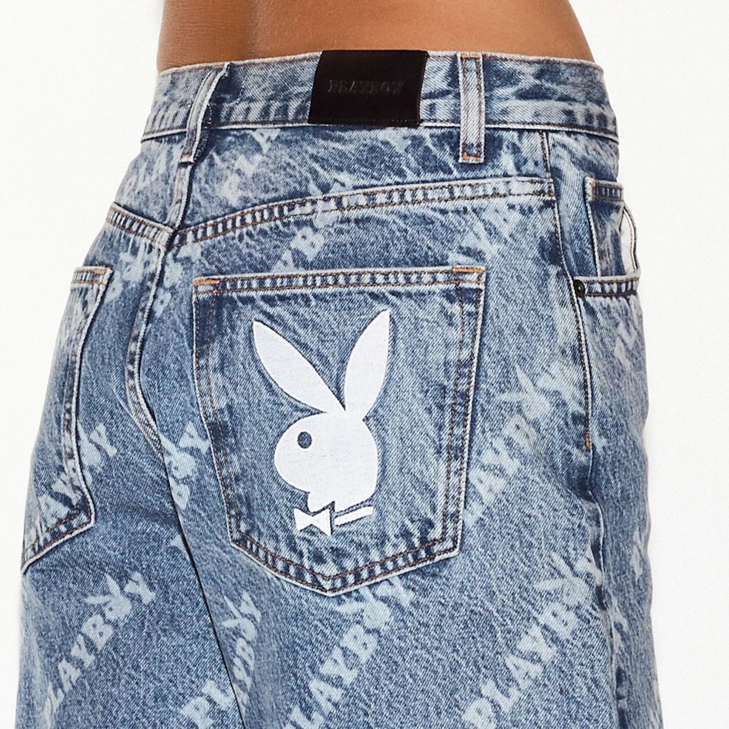 Playboy Skater jeans vita bassa Medium Wash denim