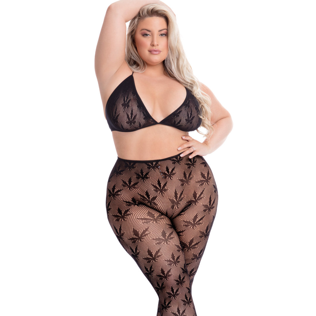 René Rofé All About Leaf set reggiseno leggings verde foglia taglia unica