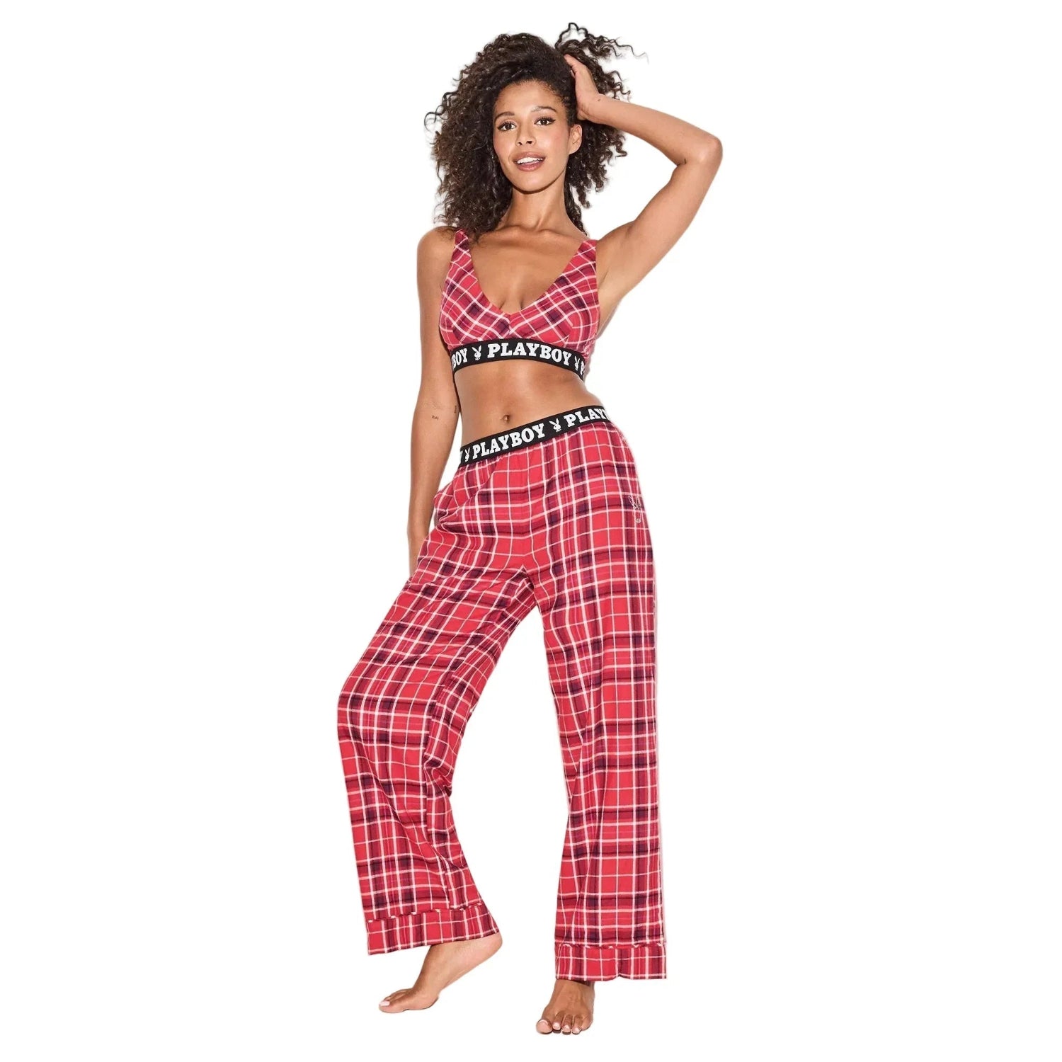 Playboy Red Plaid Flannel bralette rossa scozzese