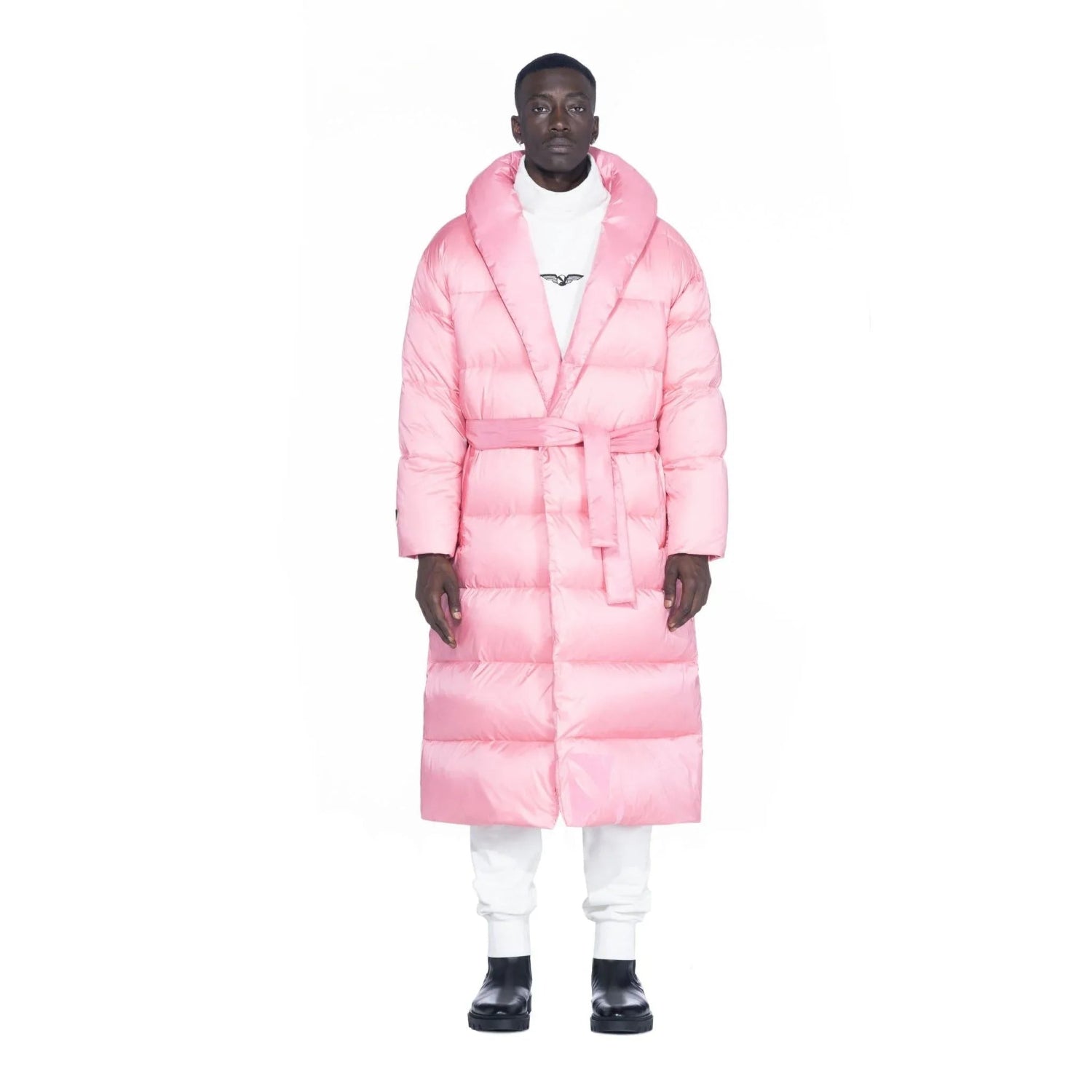Playboy Belted Long Puffer giacca lunga nera calda