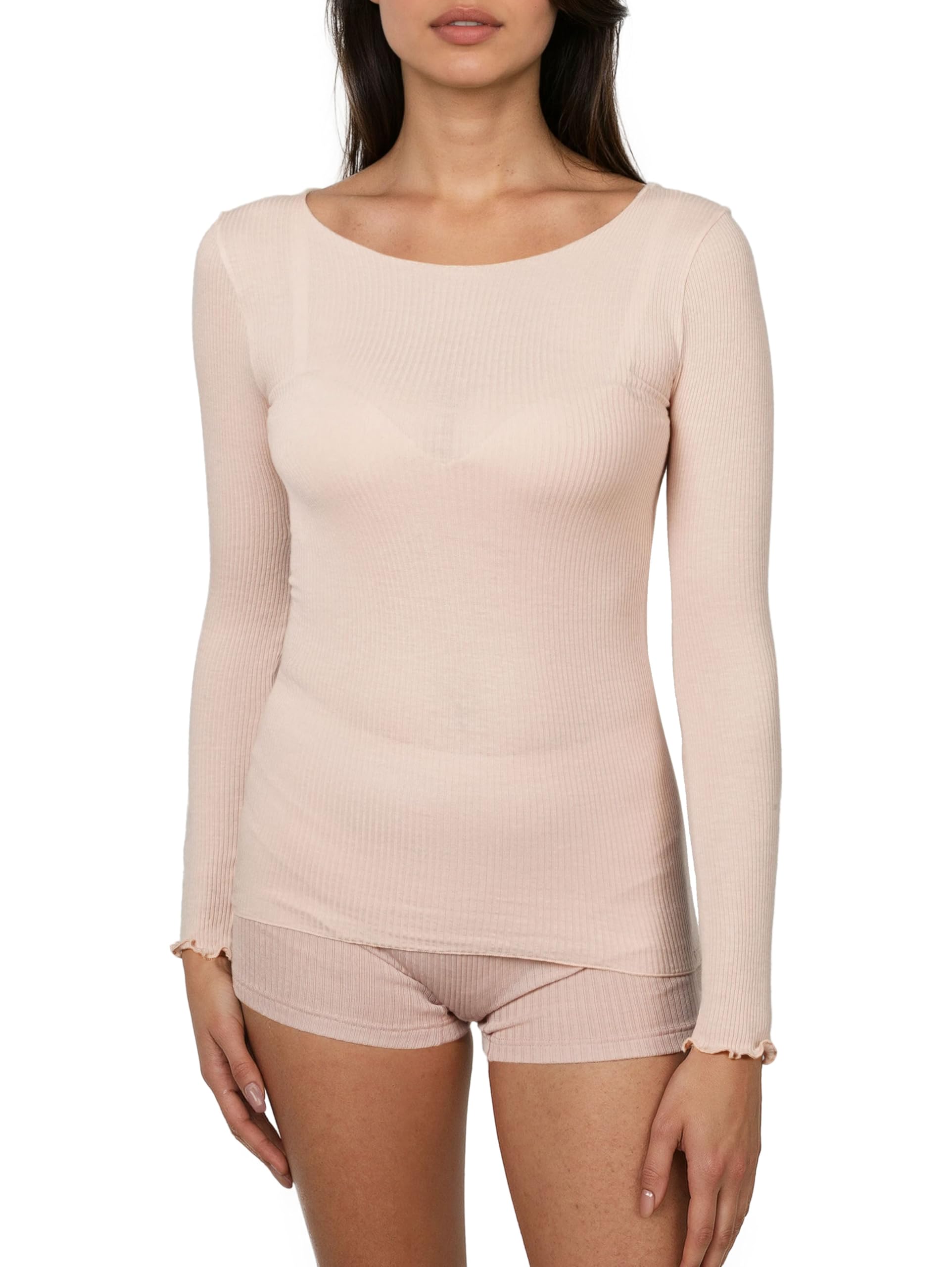 Egi 5140 maglia manica lunga modal cashmere bianco S-M