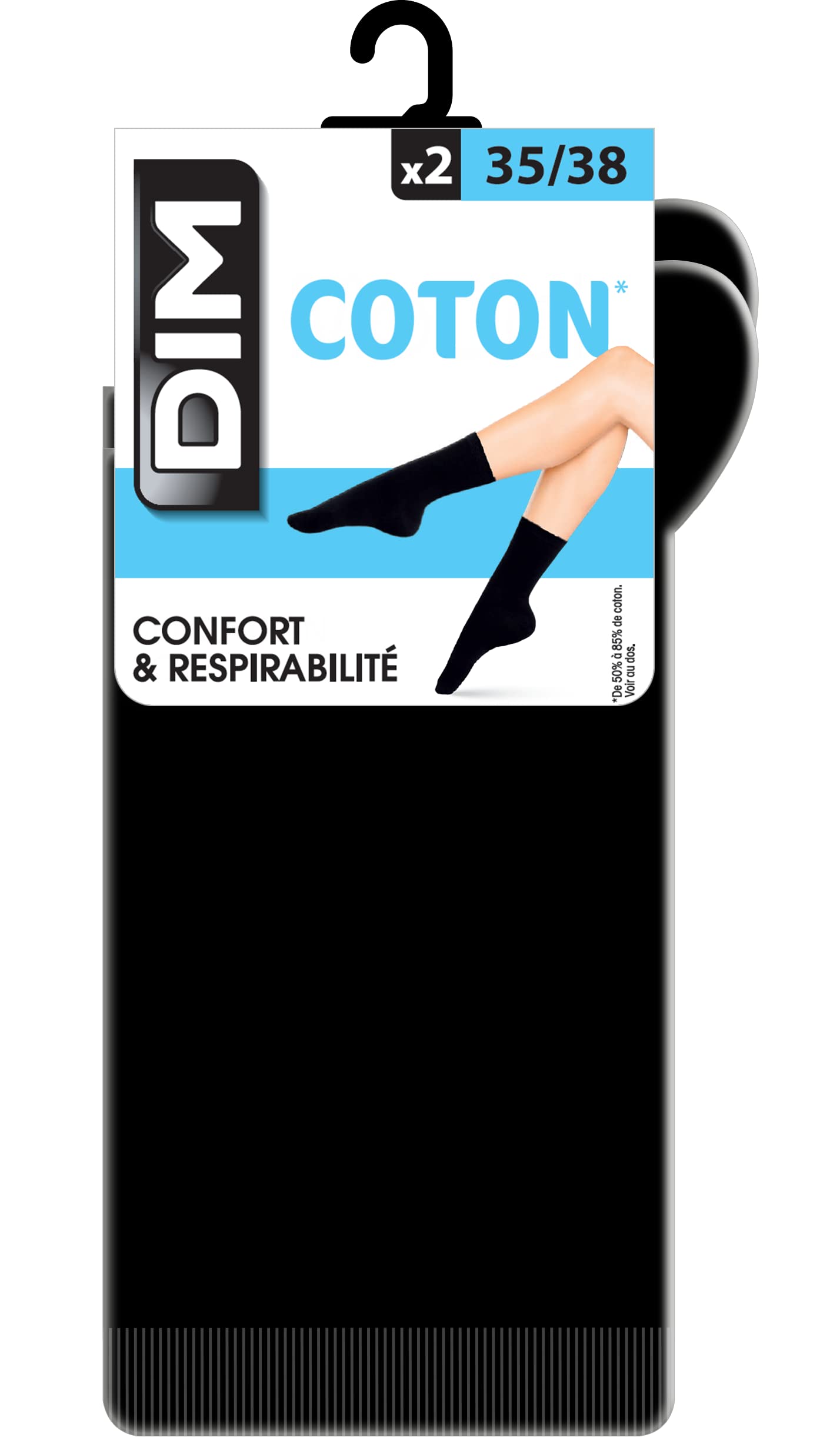DIM Cotton calze donna x2 nero tallone rinforzato