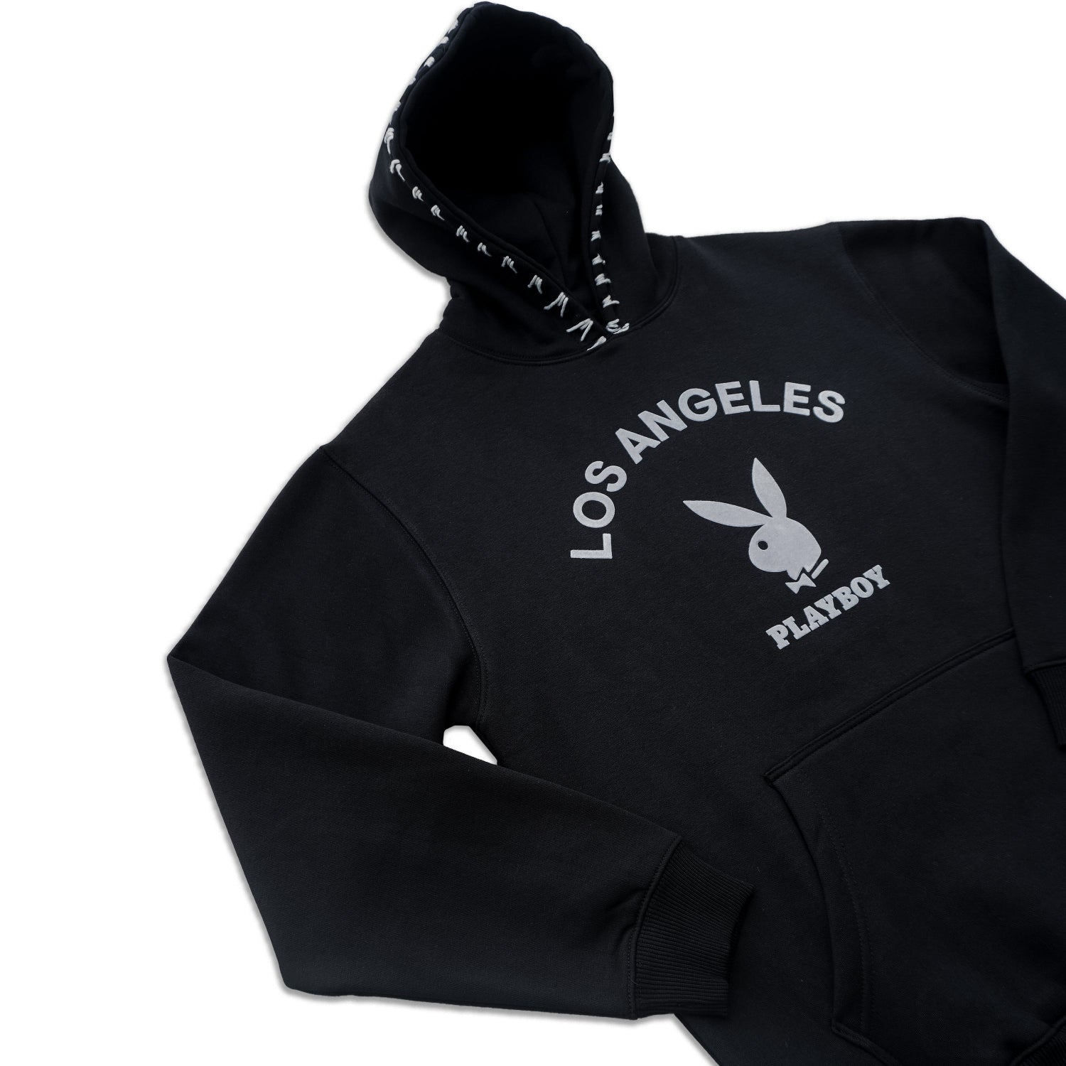 Playboy LA Hoodie felpa nera cappuccio cotone L