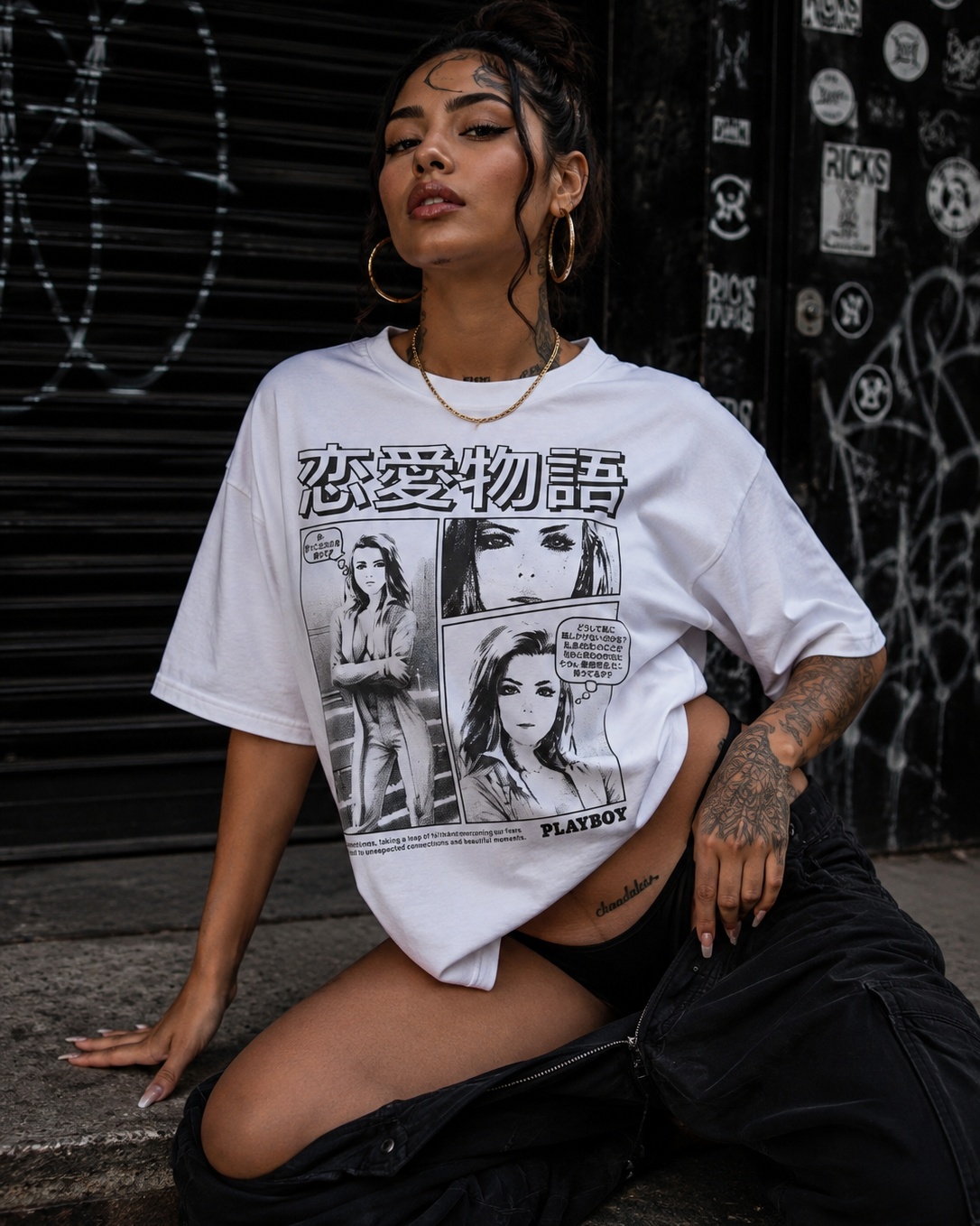 Playboy Love Story t-shirt nera cotone unisex