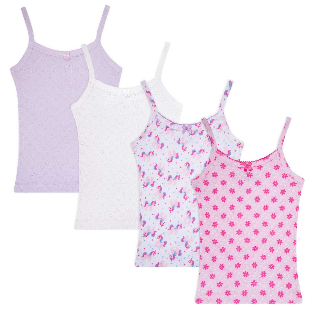 René Rofé 4 Pack Girls Camisoles canottiera cotone unicorno 2T