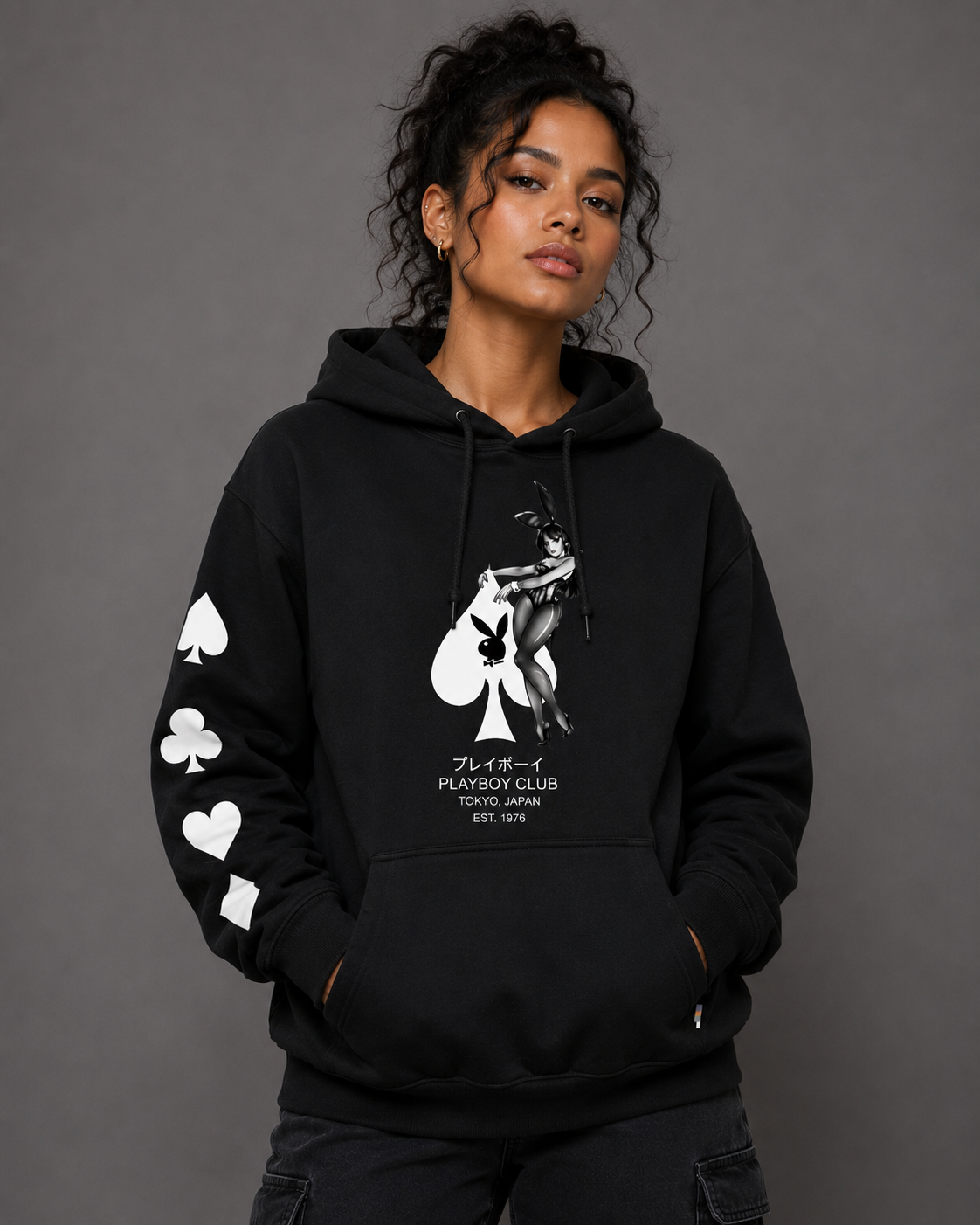 Playboy Ace of Spades felpa cappuccio unisex cotone