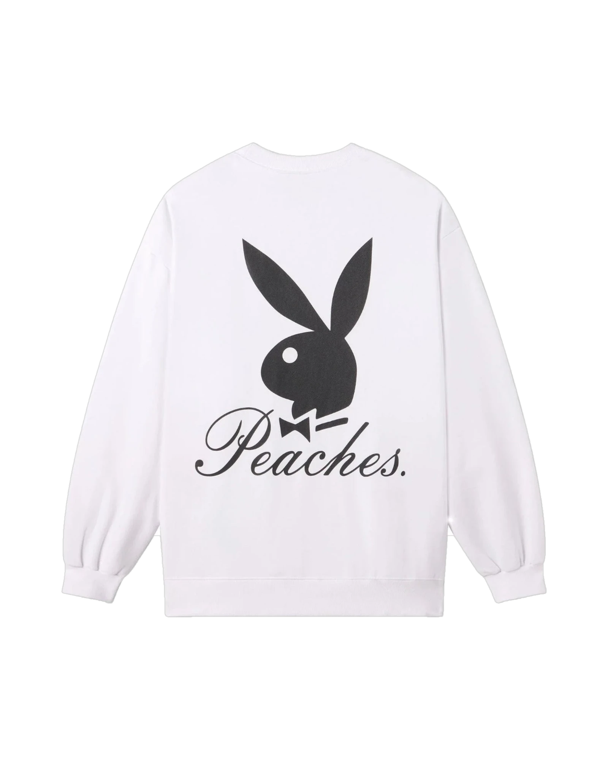 Playboy Peaches Script Crewneck felpa girocollo bianca