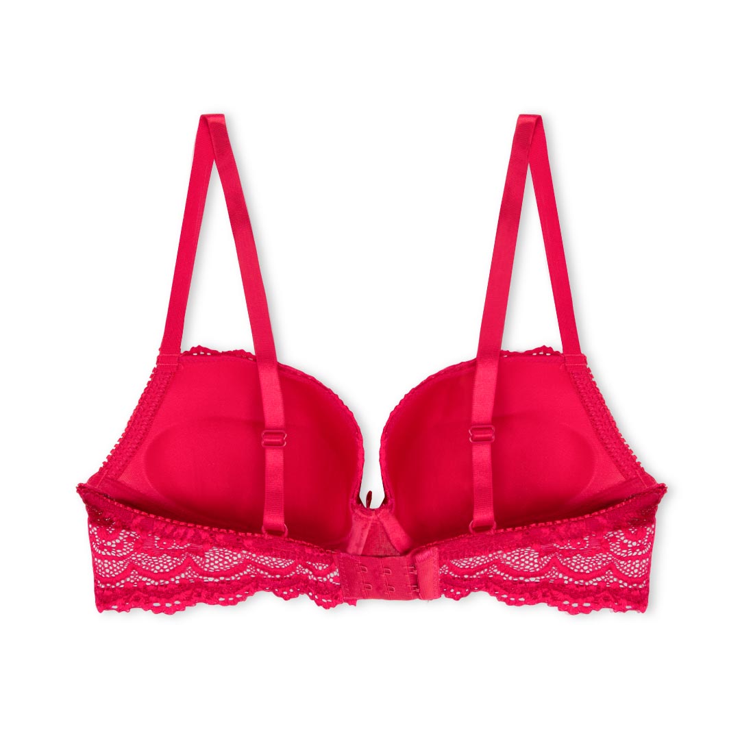 René Rofé Lace Reggiseno pizzo rosso imbottito 34B