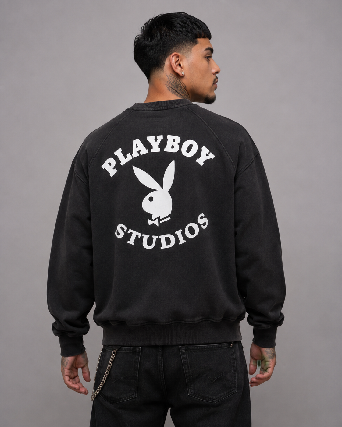 Playboy Studios felpa girocollo bianca unisex cotone