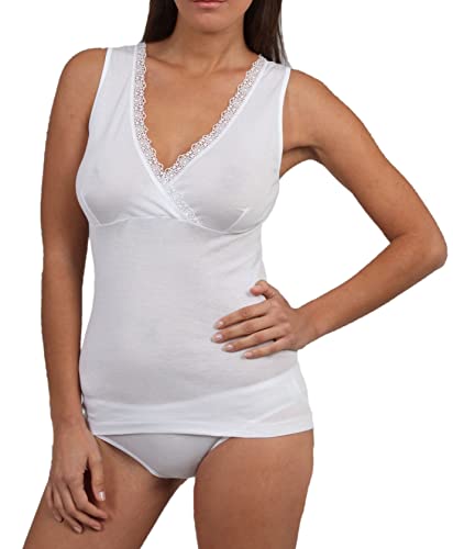 Egi Filo di Scozia canotta spalla larga bianco 5/L pizzo