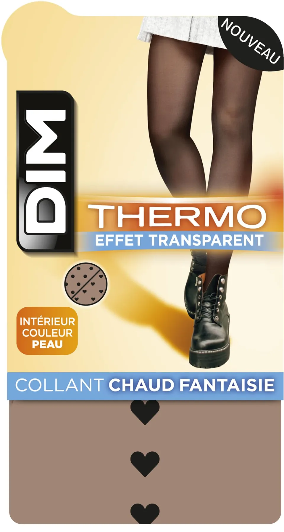 DIM Thermo Caldo Trasparente collant donna S-M cuore nero