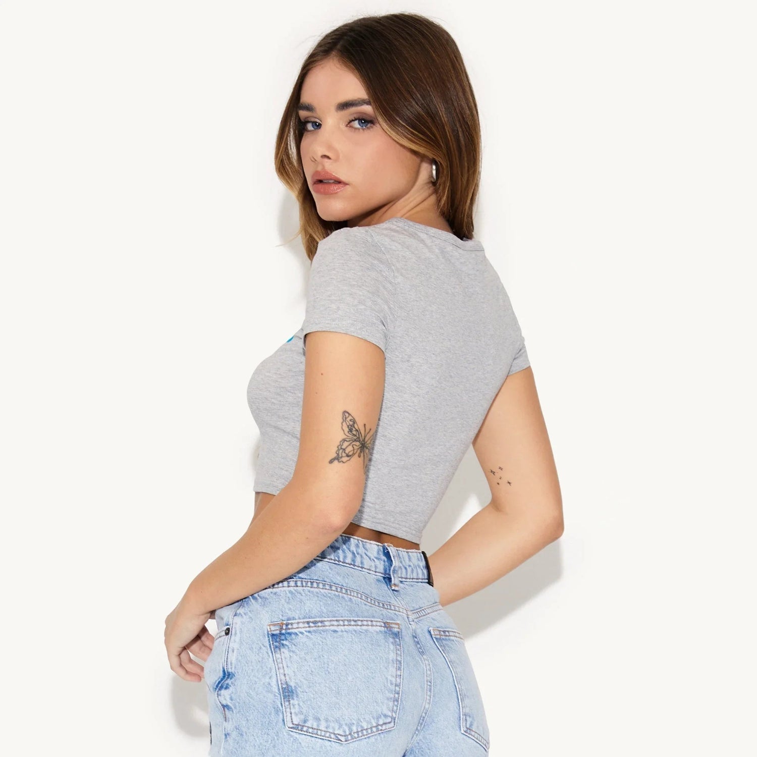 Playboy X-Ray Playmate Baby Tee grigia cotone