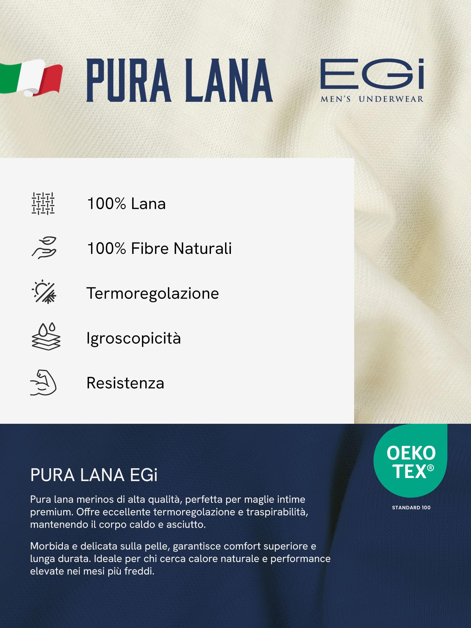 Egi 471 Maglia Intima Uomo Lana Girocollo M
