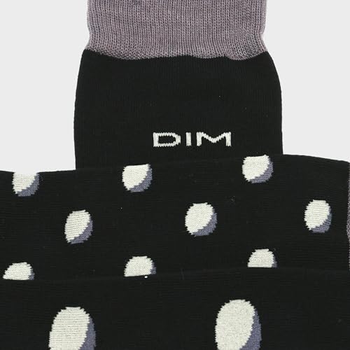 DIM Calzini Uomo Cotone Pois Nero Grigio 39-42 x3