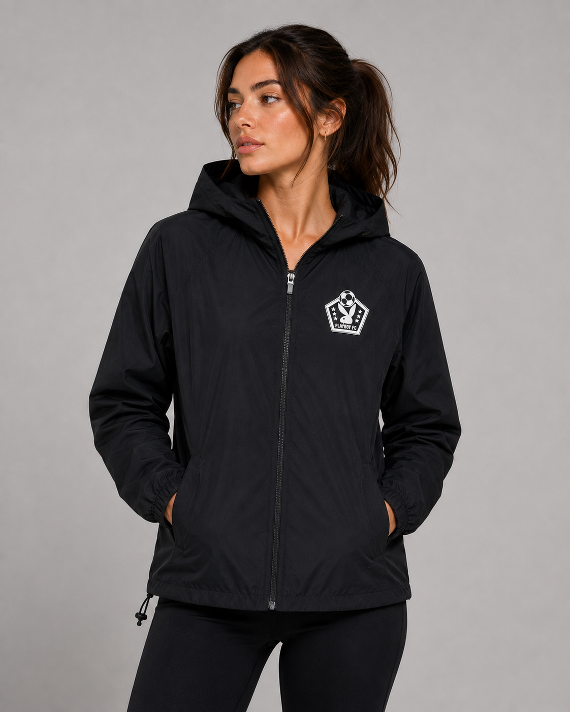 Playboy FC Windbreaker giacca antivento nera leggera