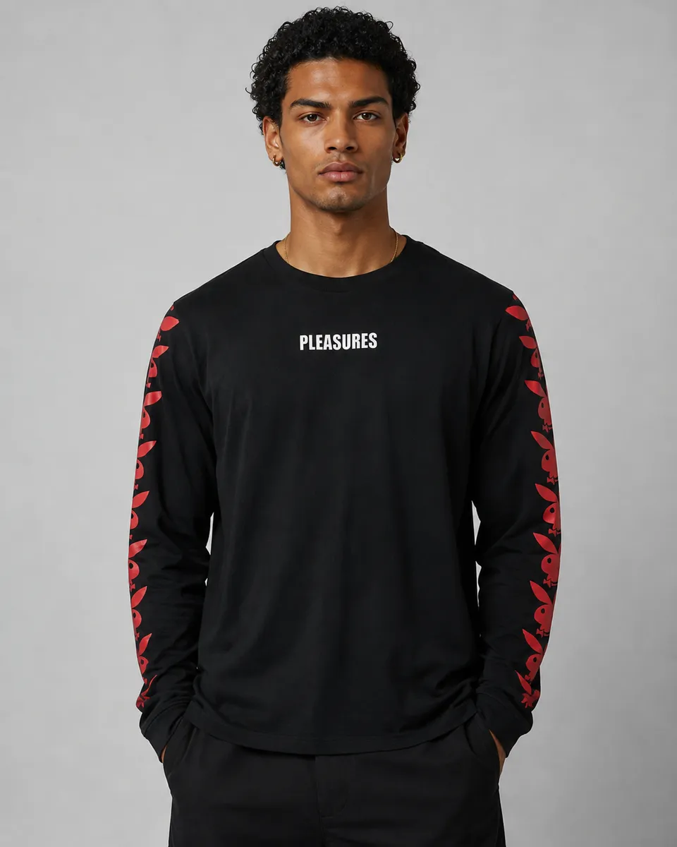 Playboy Pleasures Rabbit Head maglia manica lunga nera
