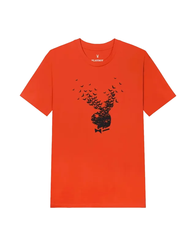 Playboy Exploding Bat T-Shirt arancione in cotone