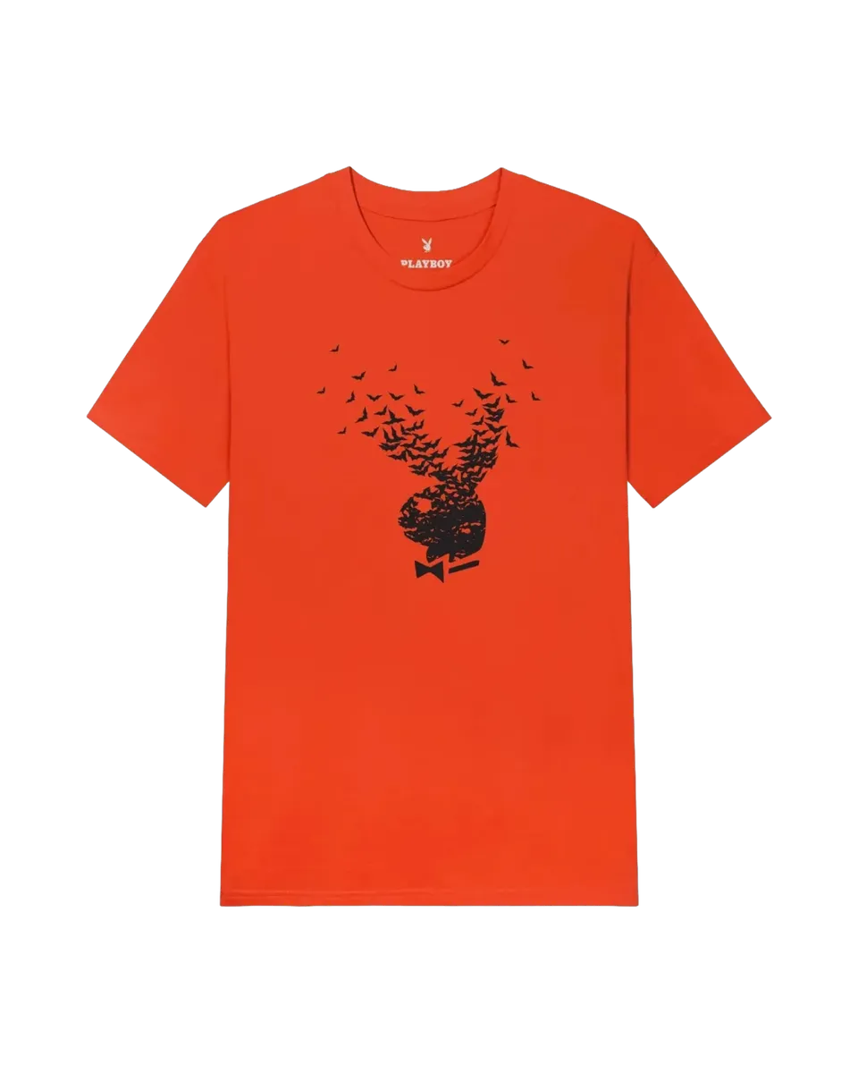 Playboy Exploding Bat T-Shirt arancione in cotone