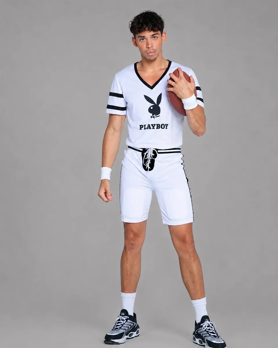 Playboy Football Touchdown Hunk costume bianco-nero