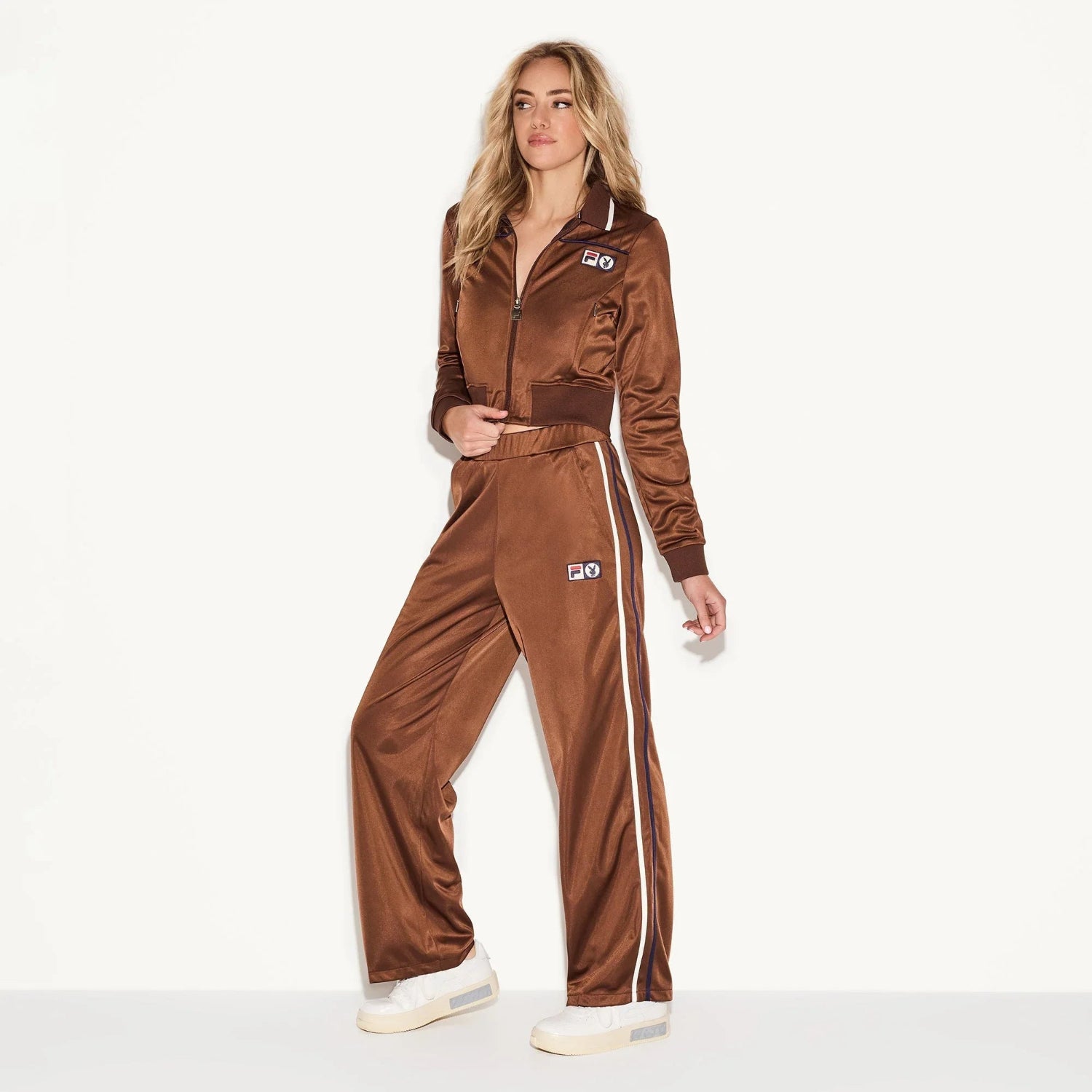 Playboy x FILA Jill giacca zip donna marrone slim