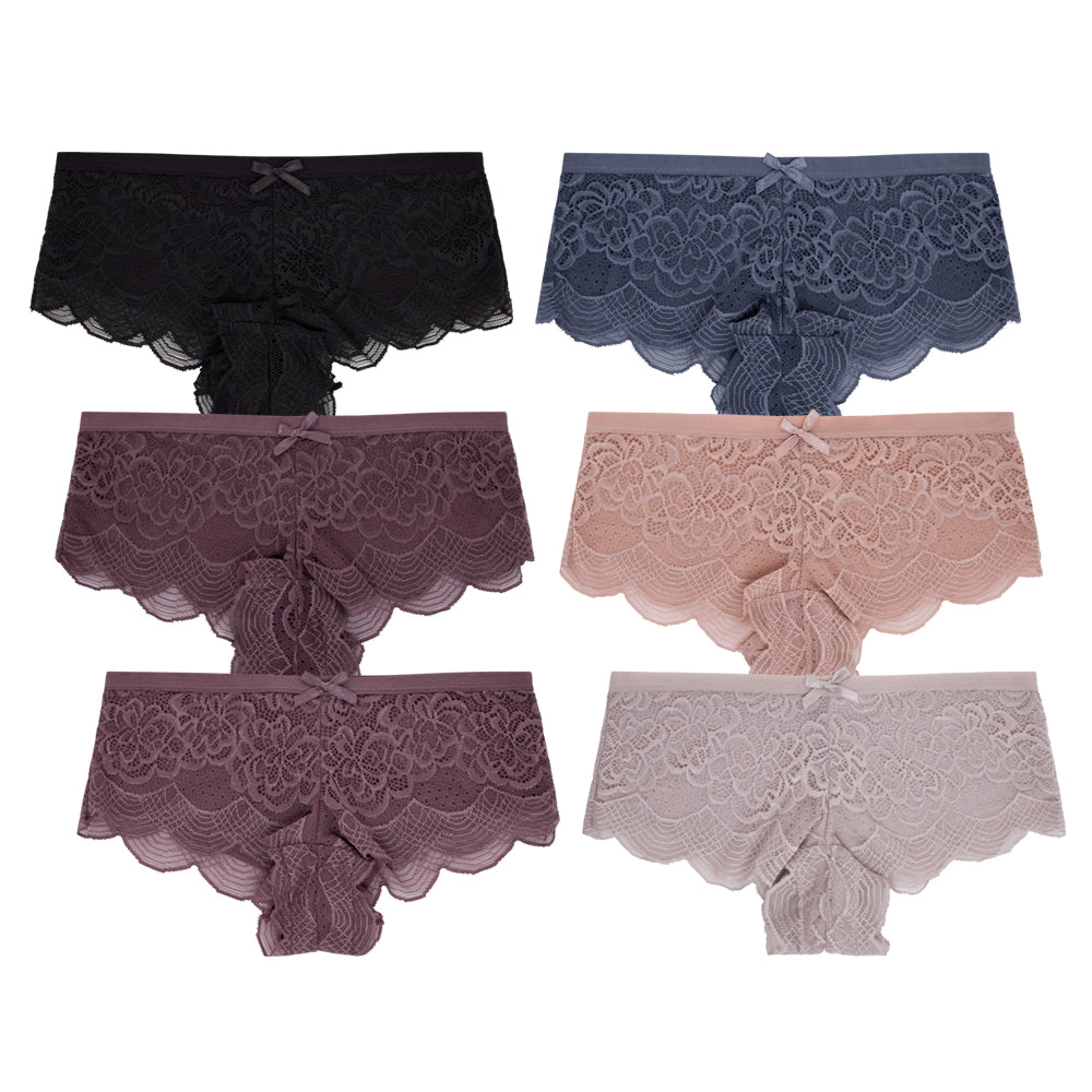 René Rofé Lace Hipster slip pizzo 6 pezzi multicolore