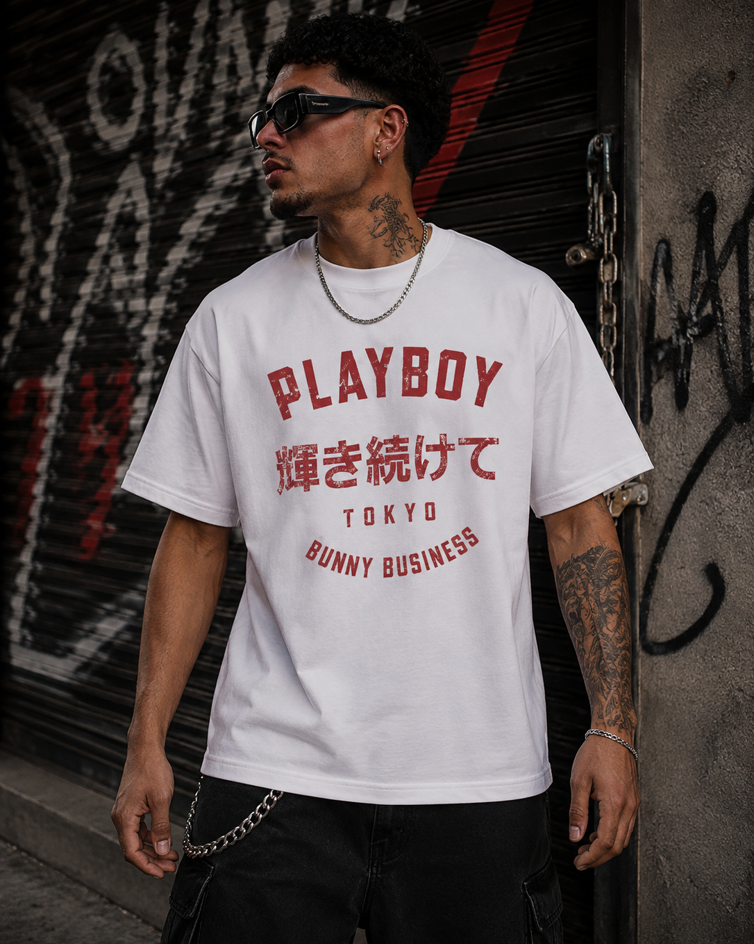 Playboy Tokyo Tee t-shirt bianca cotone unisex