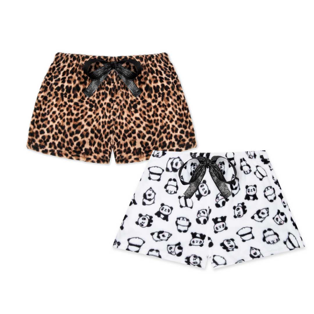 René Rofé 2-Pack Plush Fleece shorts pigiama leopardo S