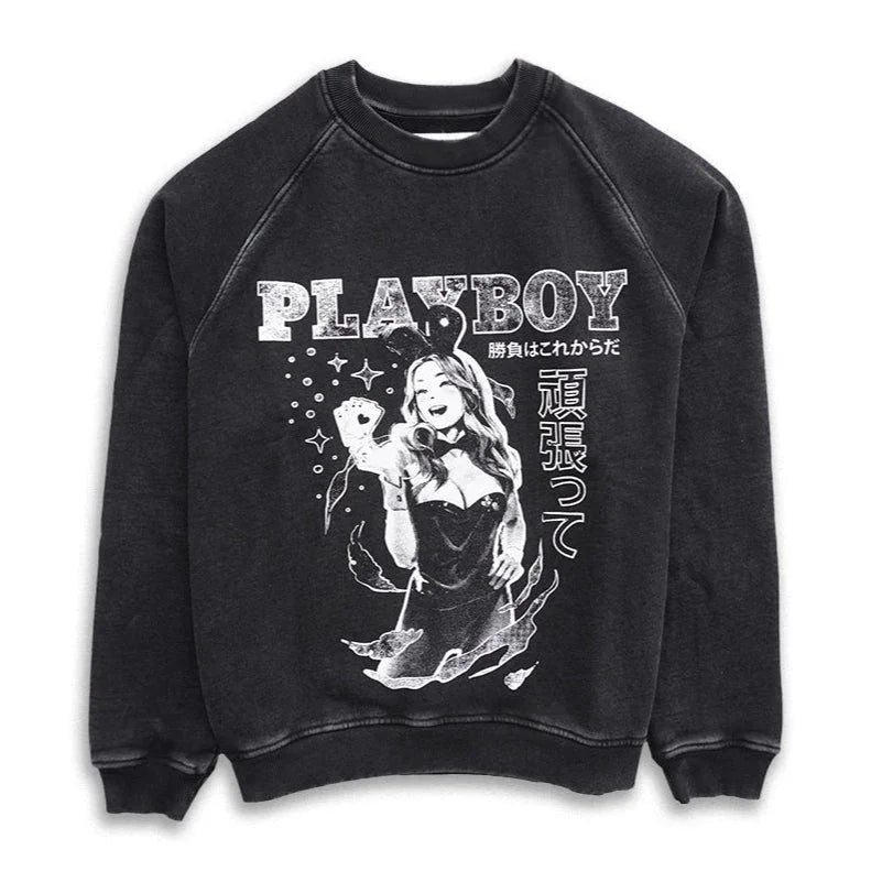 Playboy Bunny Luck felpa girocollo bianca cotone