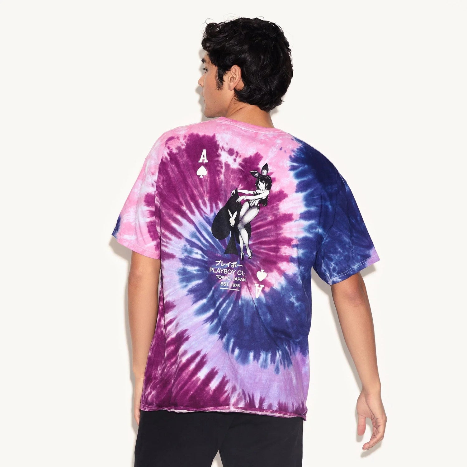 Playboy Ace of Spades T-Shirt tie-dye viola cotone