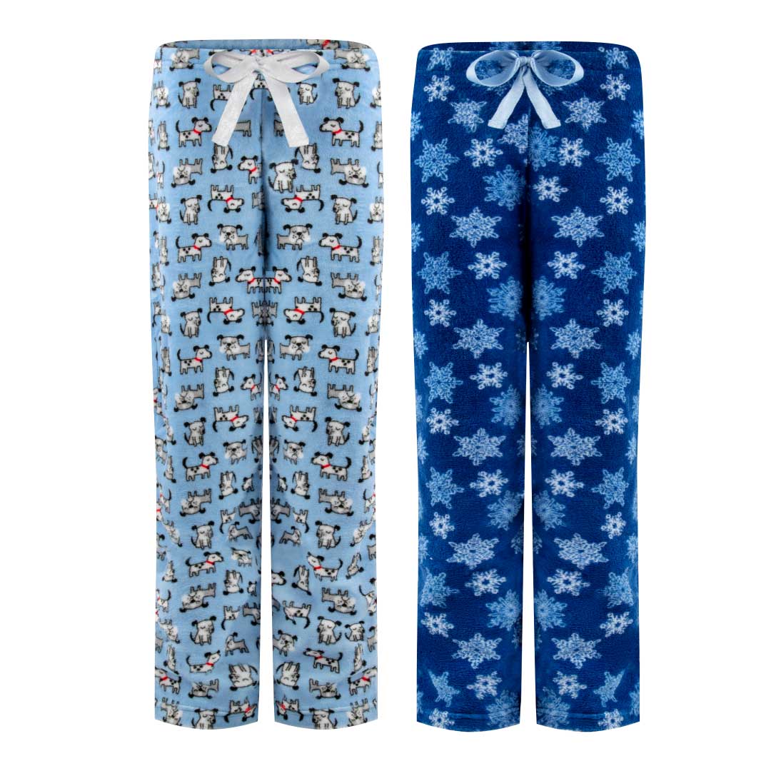 René Rofé pantaloni pigiama pile 2 pezzi cani fiocchi