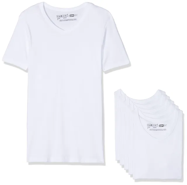 DIM Ecodim T-Shirt Scollo V Uomo Cotone x6 Bianco