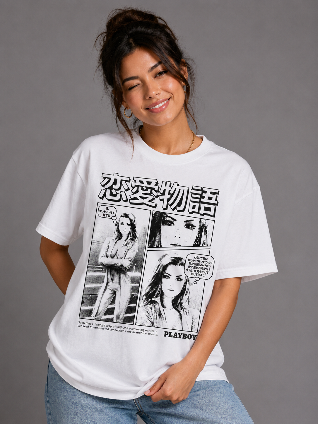 Playboy Love Story t-shirt nera cotone unisex
