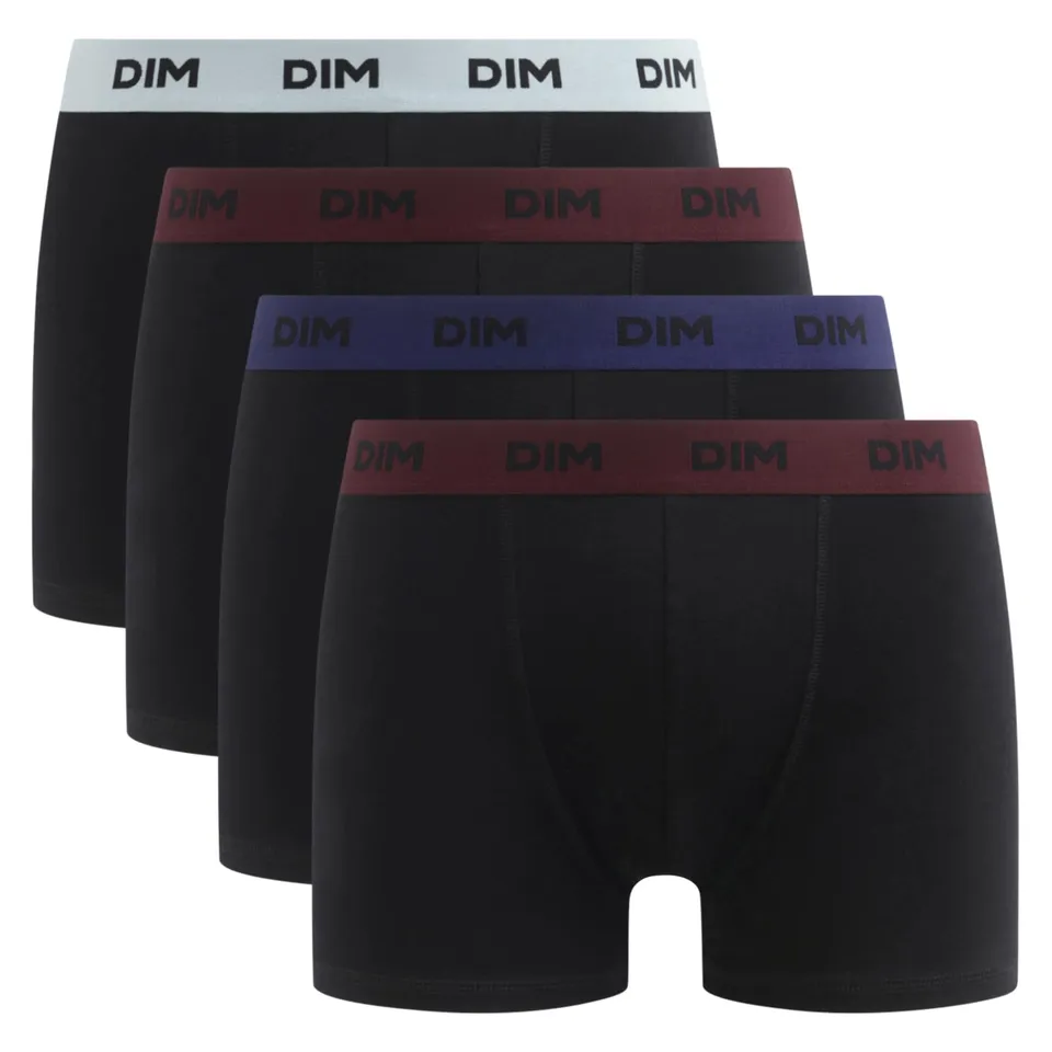 DIM Mix and Colors Boxer Uomo x4 Nero Cintura Cotone
