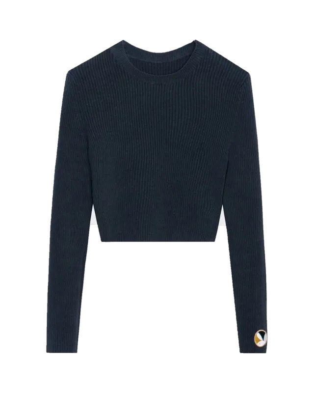 Playboy Cropped Ribbed top coste manica lunga elasticizzato