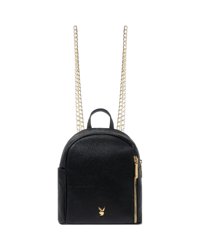 Playboy zaino mini pelle nera vera donna catena oro