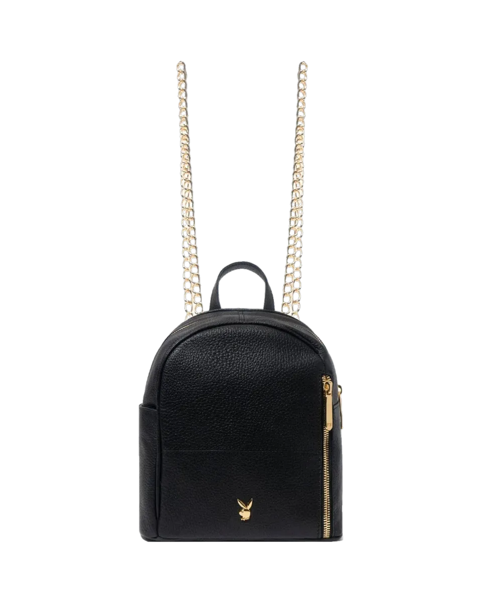 Playboy zaino mini pelle nera vera donna catena oro