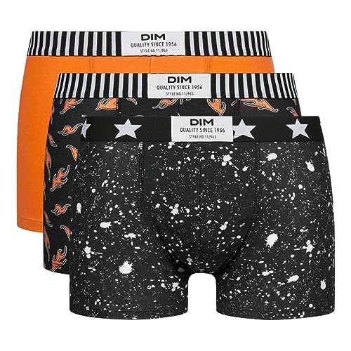DIM Vibes boxer uomo x3 arancio-nero cotone elasticizzato