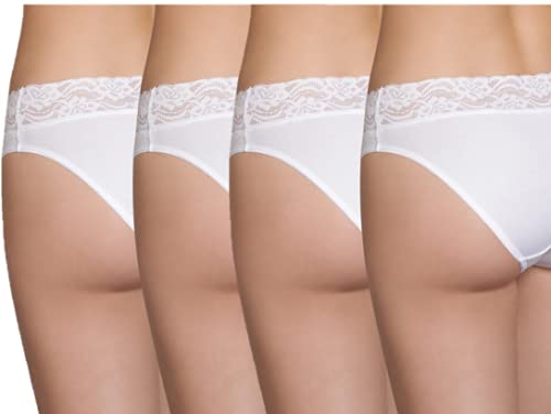 DIM Slip Midi Cotone slip donna bianco XXS-XS x4 pizzo