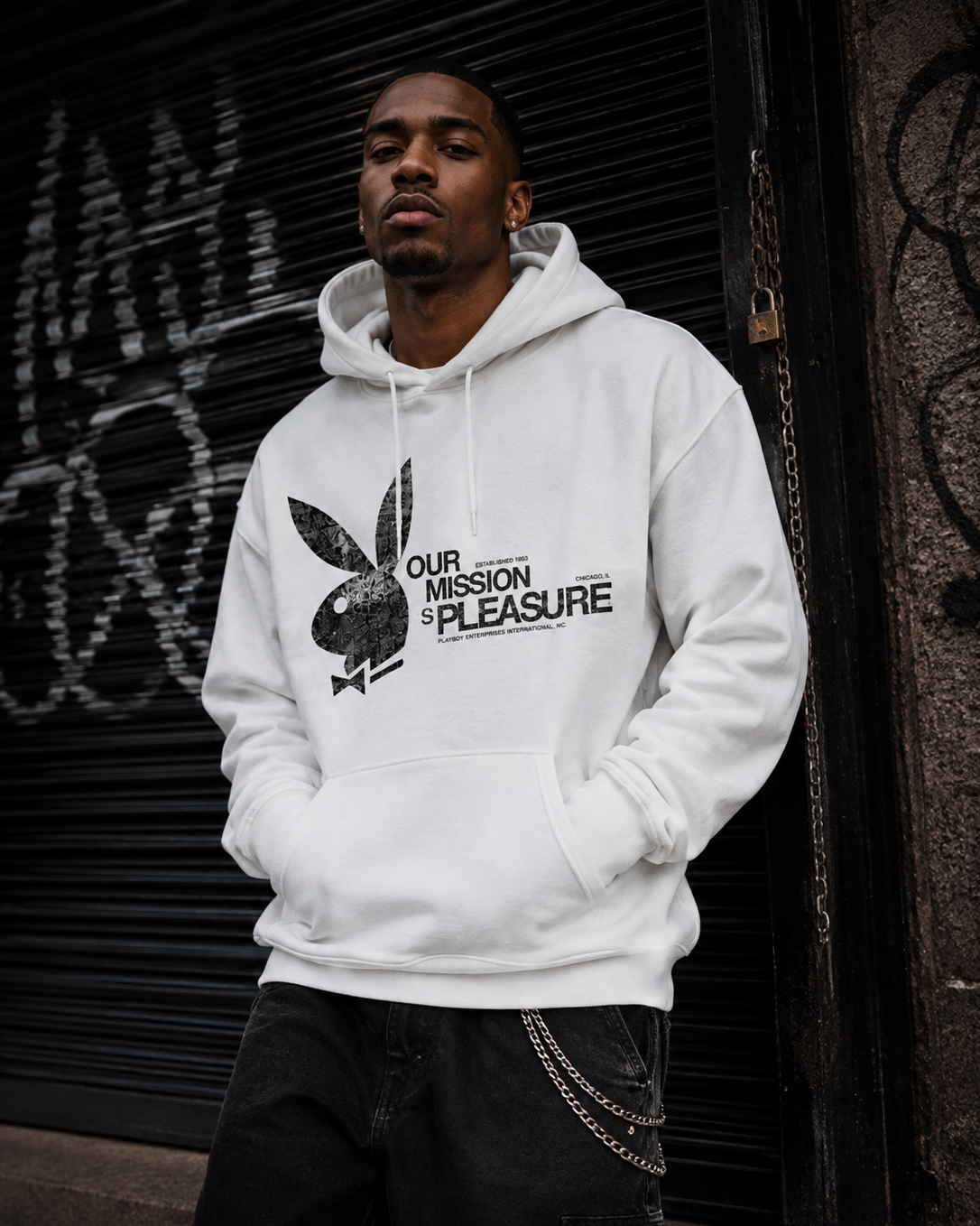 Playboy Our Mission felpa cappuccio nera unisex