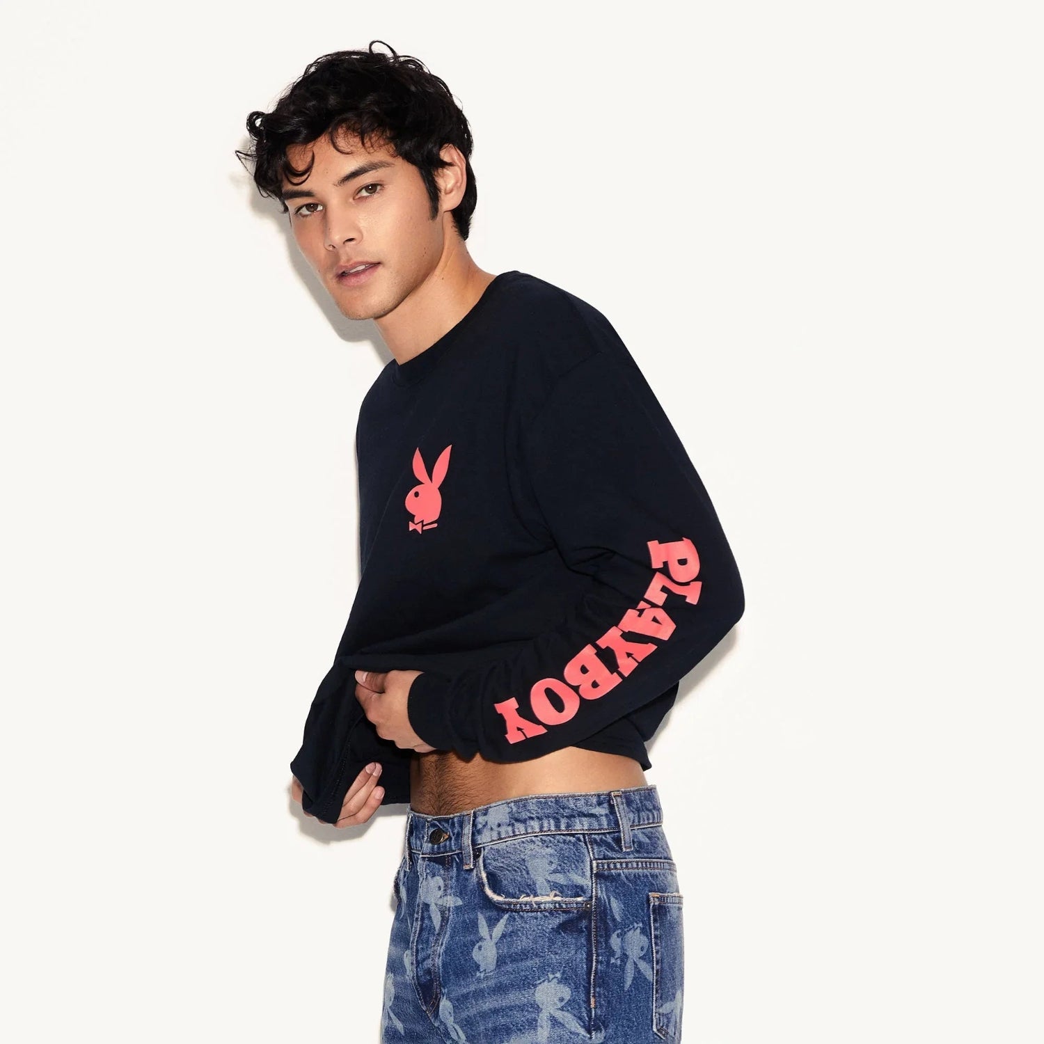 Playboy Masthead maglia maniche lunghe bianca cotone
