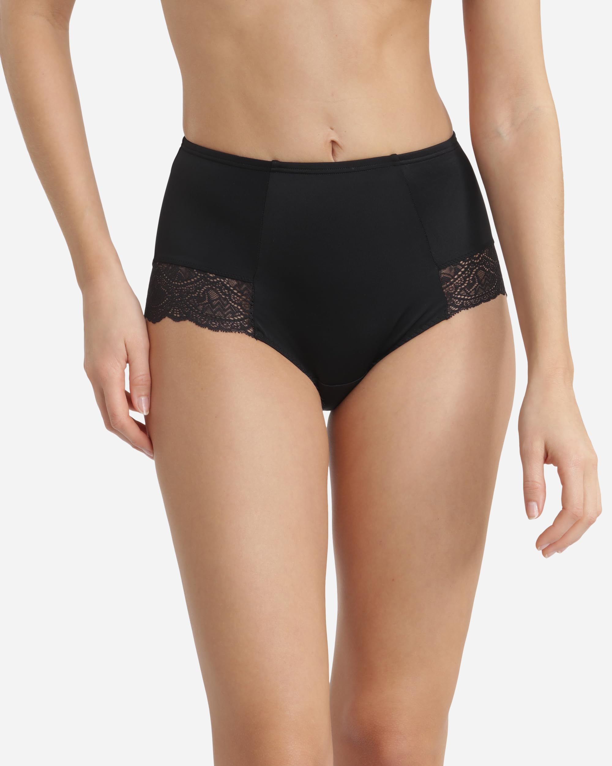 DIM Ecodim slip vita alta XXS nero pizzo ventre piatto
