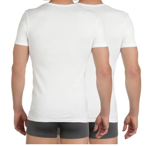 DIM Ecodim T-Shirt Scollo V Uomo Cotone x6 Bianco