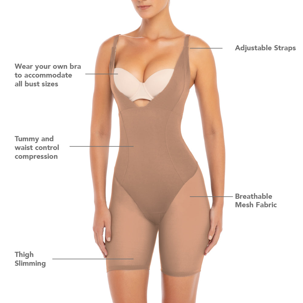 René Rofé Open Bust Bodysuit Modellante Nero L