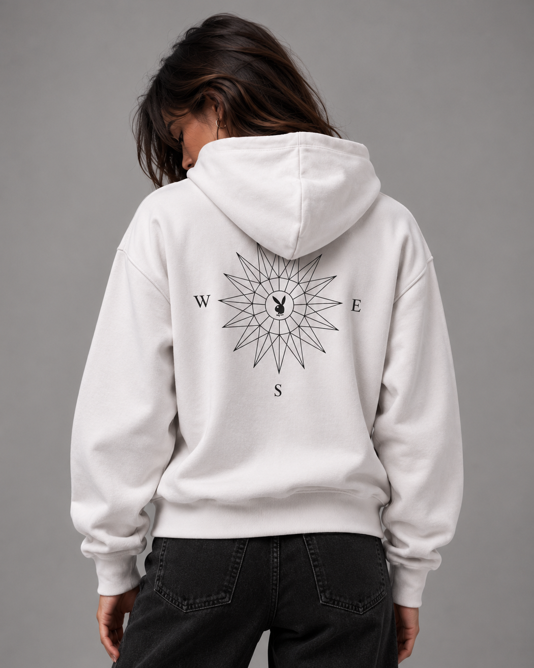 Playboy Compass Zip felpa con cappuccio nera M