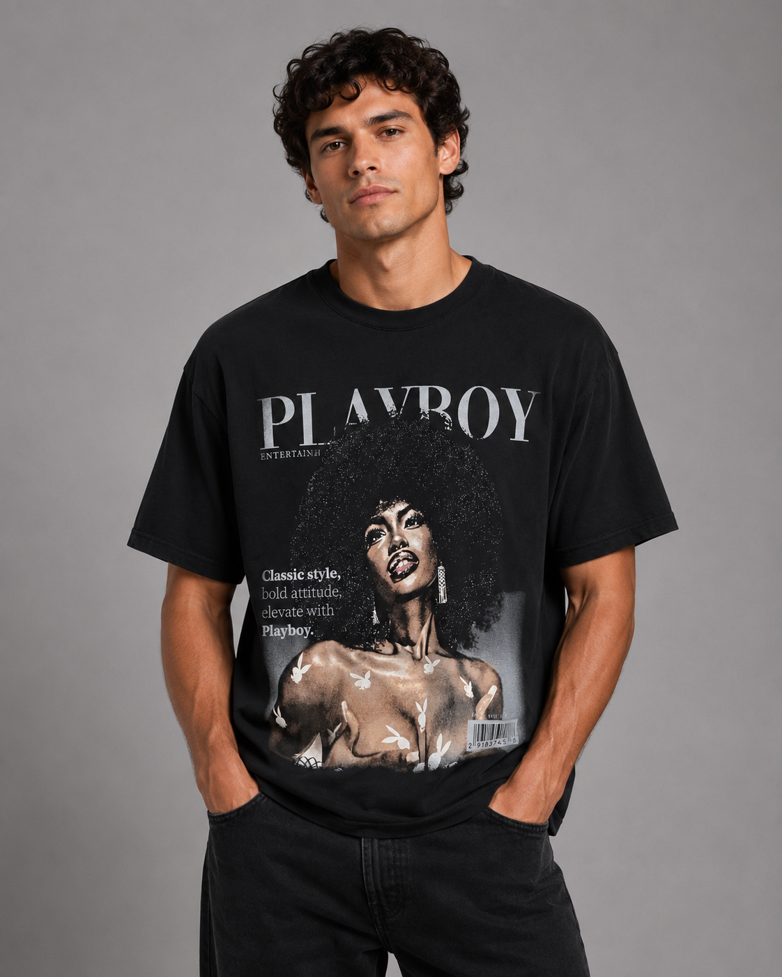 Playboy Class Tee T-Shirt Unisex Cotone Nero