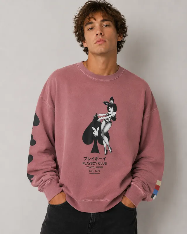 Playboy Ace of Spades felpa girocollo bordeaux cotone