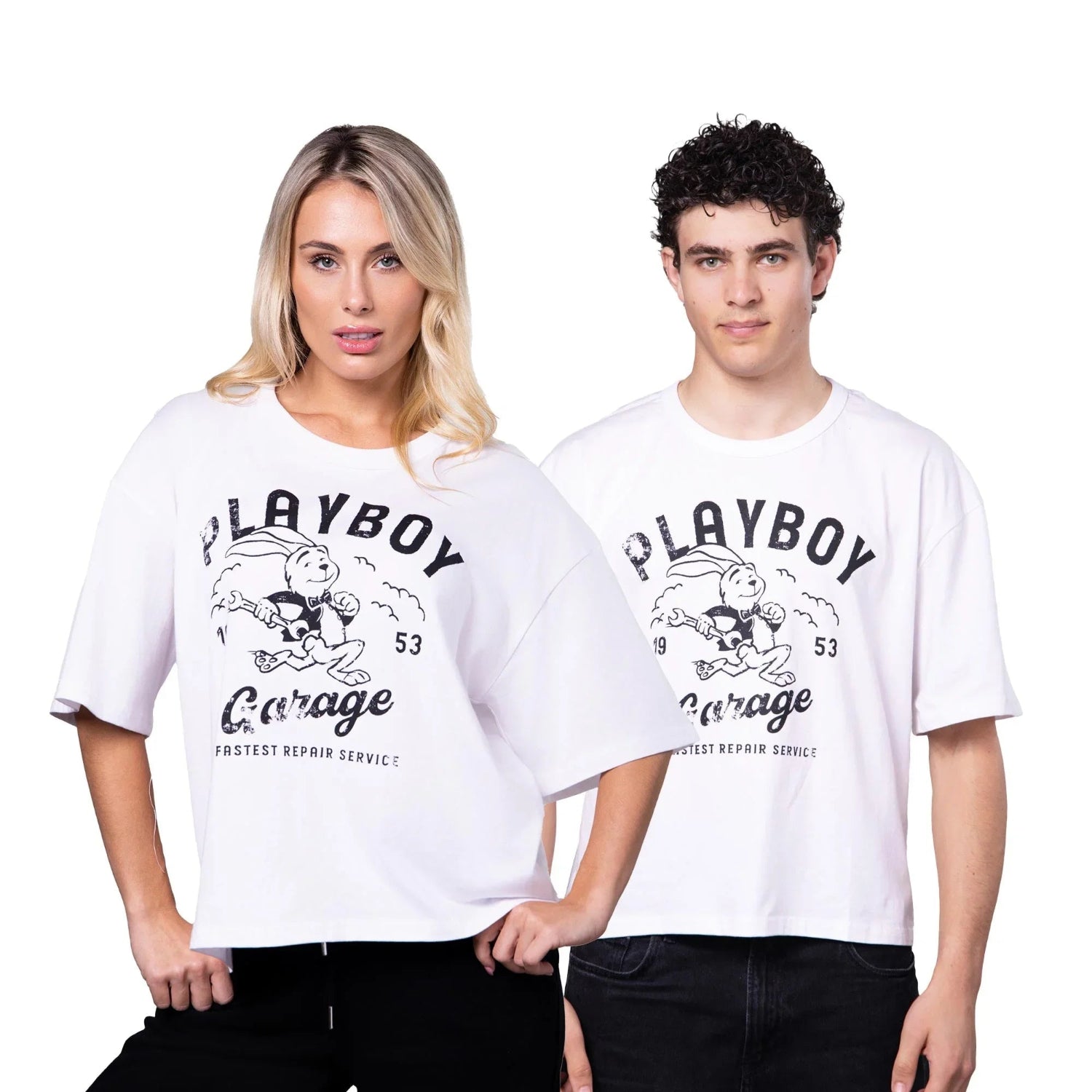 Playboy Repairs t-shirt bianca cotone oversize S