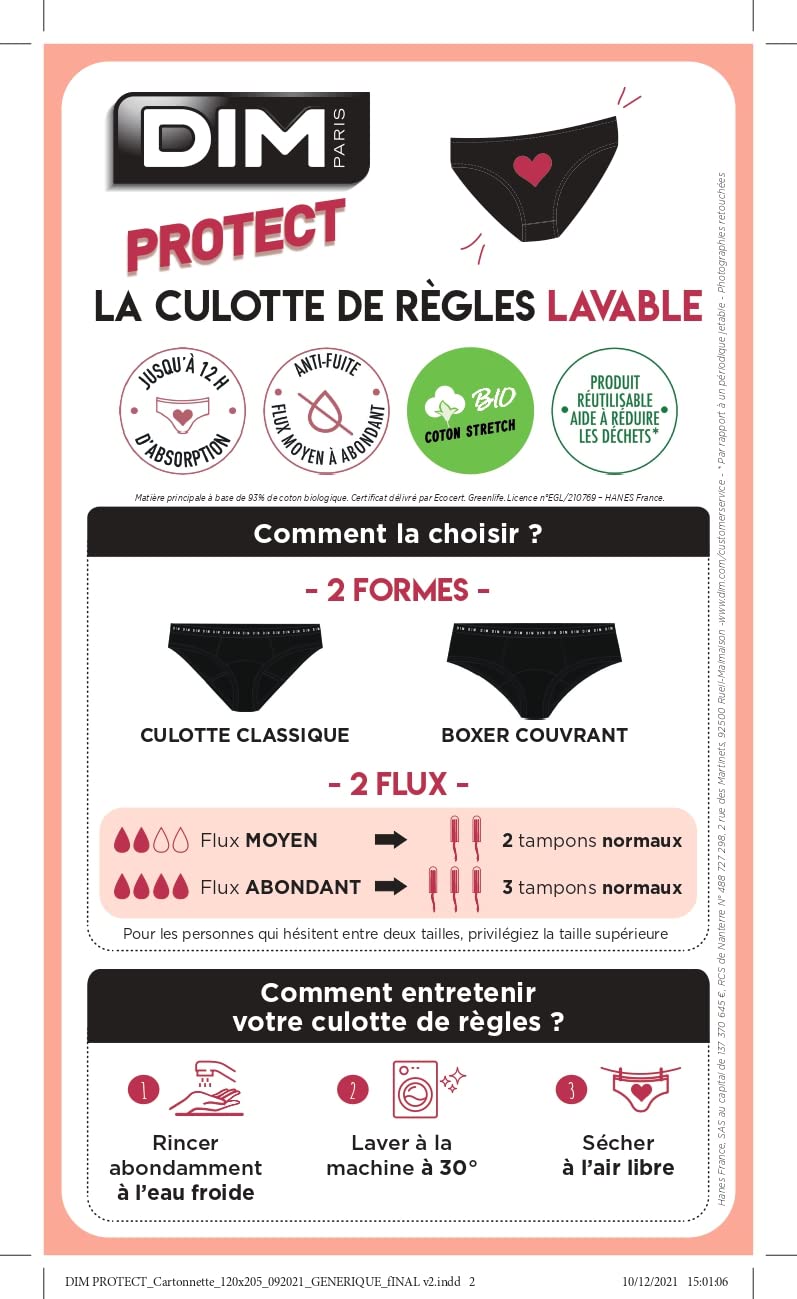 DIM Protect Classiche slip mestruale cotone bio flusso abbondante